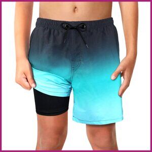 Recycled Polyester Swim Trunks with Compression Liner UPF 50 Quick Dry